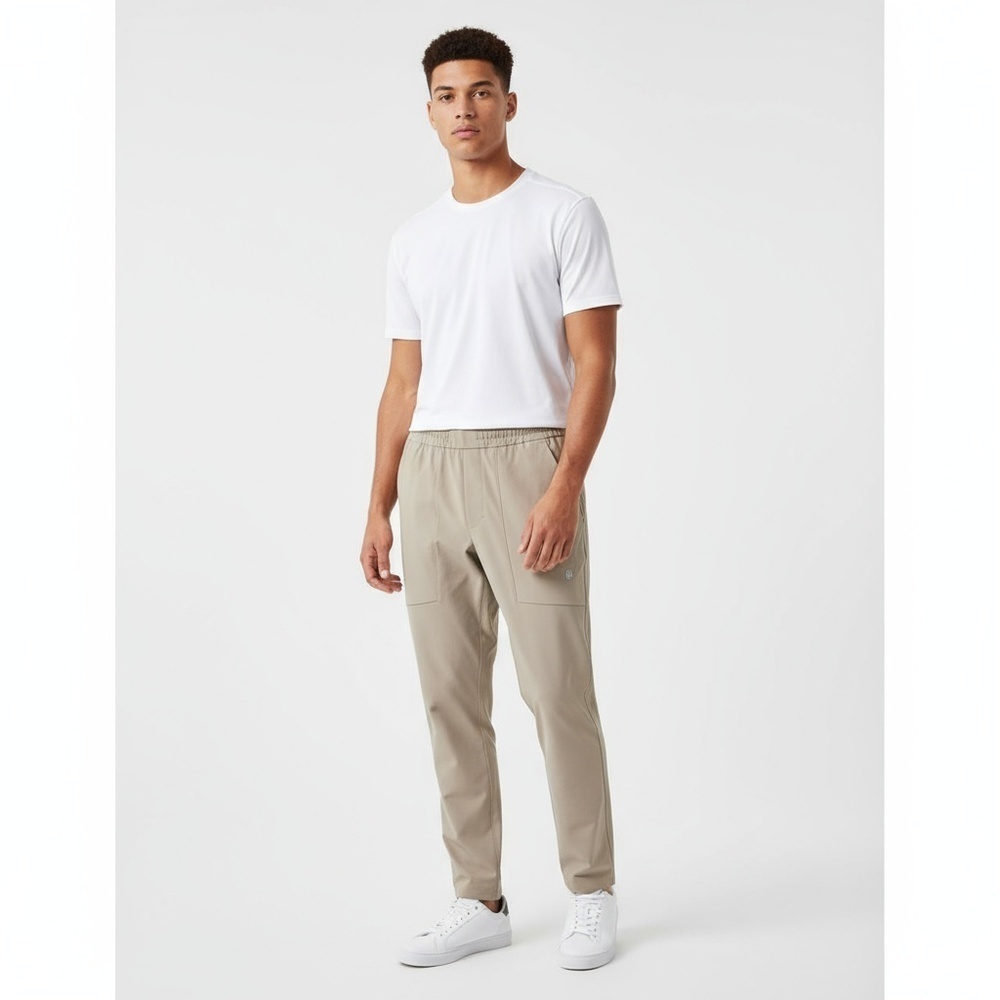 Lululemon Pants Mens Size Medium Khaki Bowline‎ Elastic Waist Athletic Casual